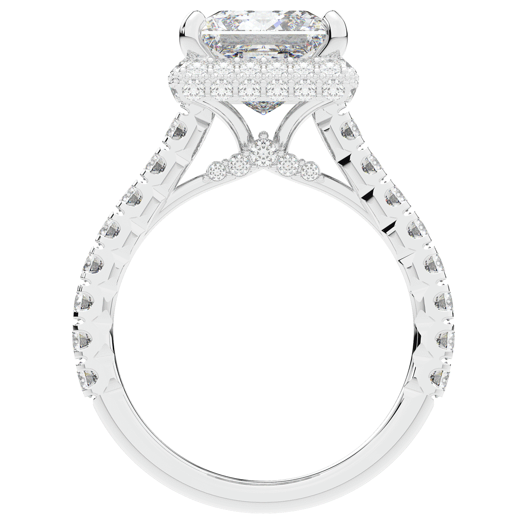 3.90CT.TW PRINCESS LAB DIAMOND HALO ENGAGEMENT RING - Nazarelle