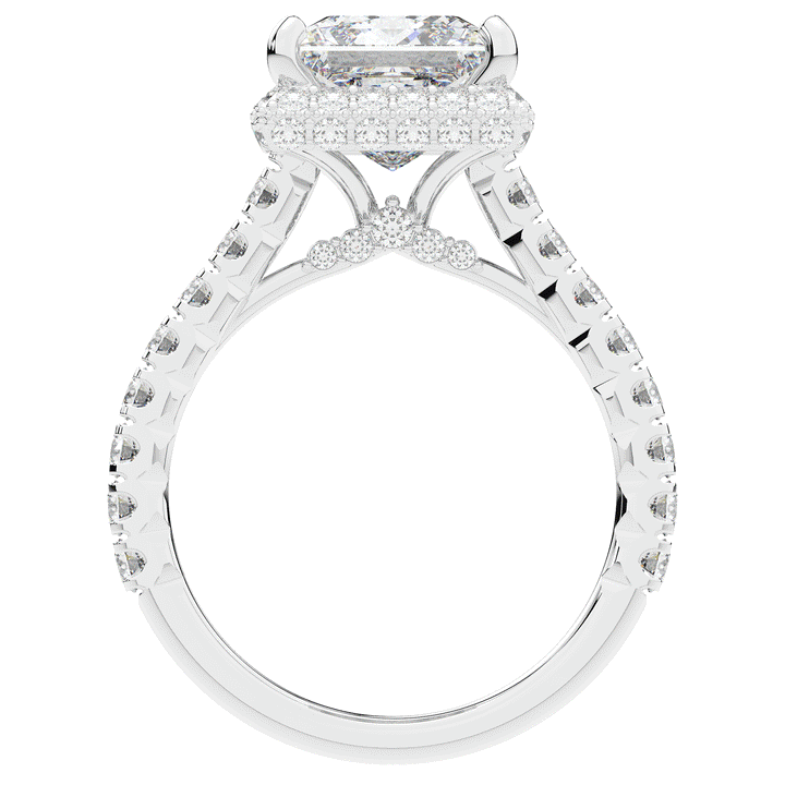 3.90CT.TW PRINCESS LAB DIAMOND HALO ENGAGEMENT RING - Nazarelle