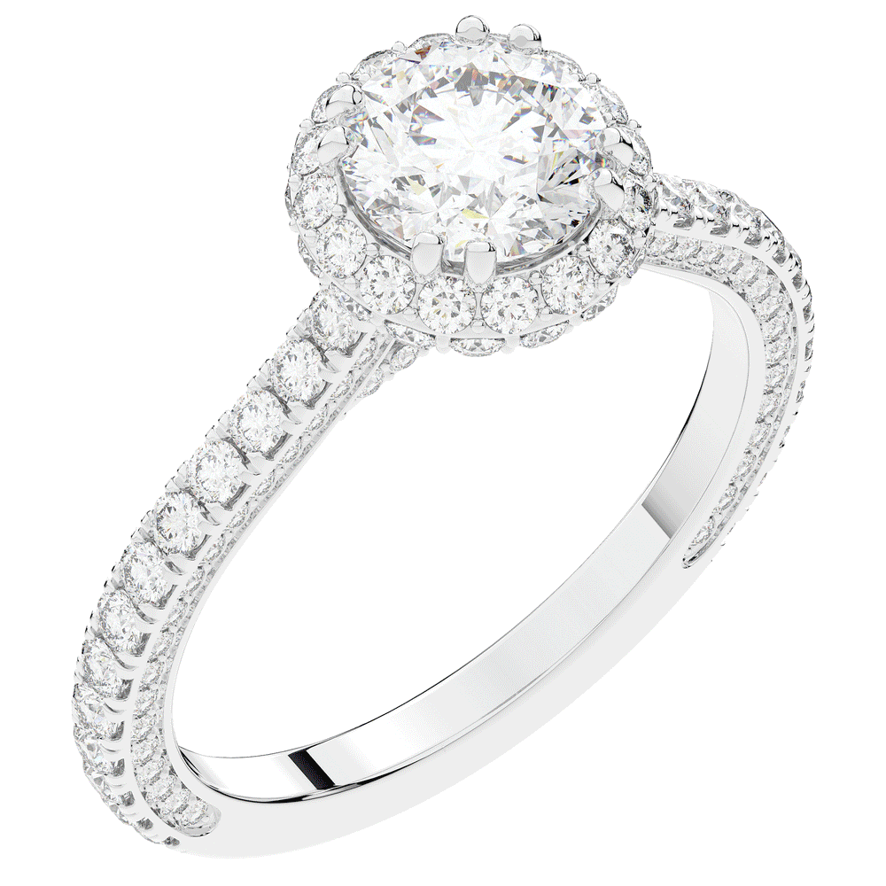1.90CT.TW ROUND LAB DIAMOND HALO ENGAGEMENT RING - Nazarelle