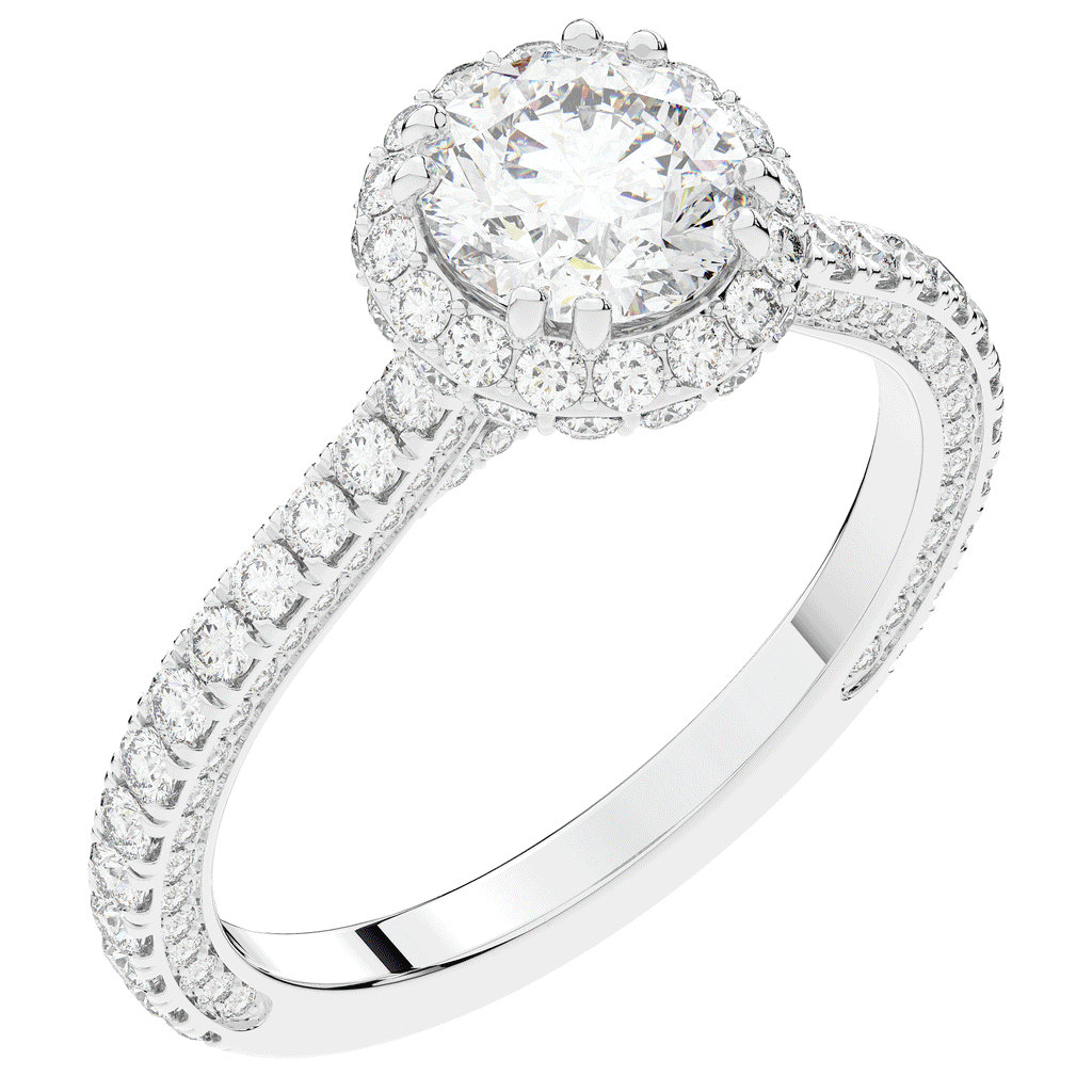1.90CT.TW ROUND LAB DIAMOND HALO ENGAGEMENT RING - Nazarelle