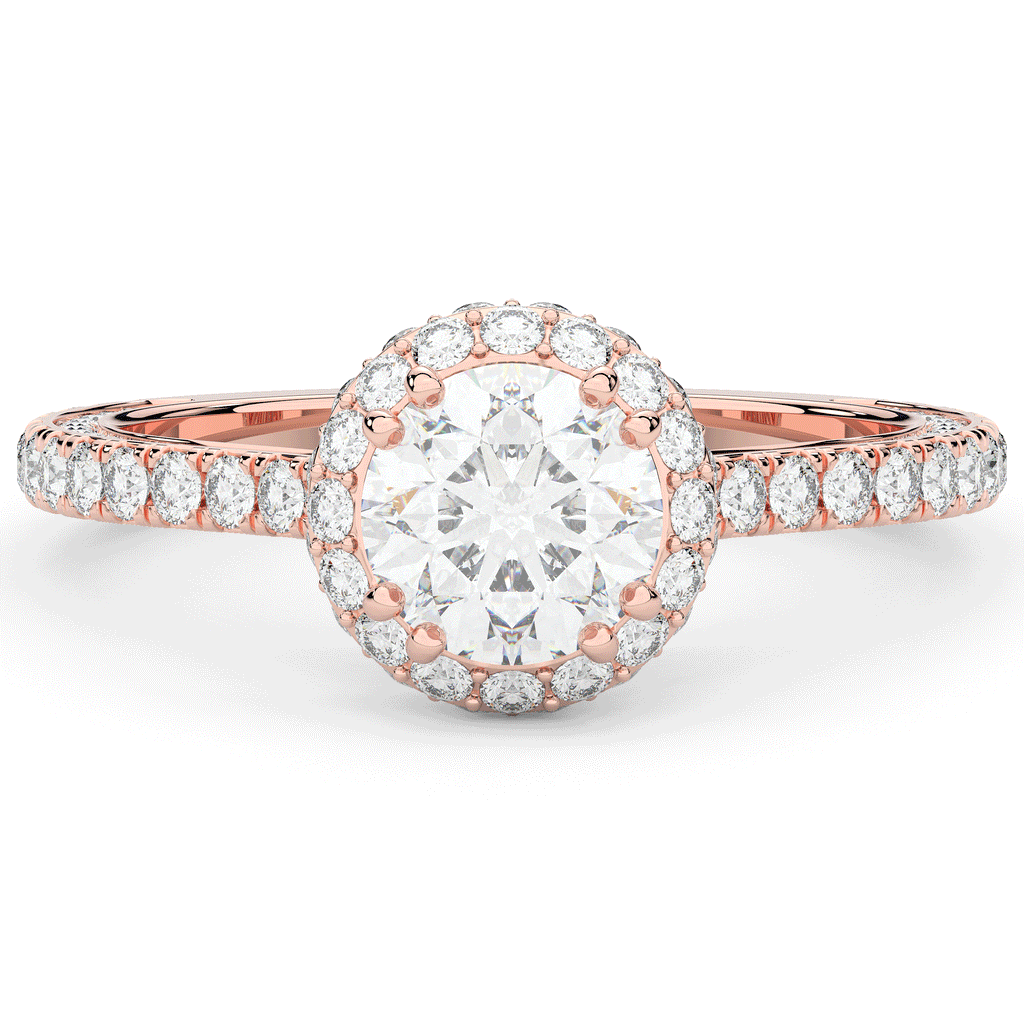 1.90CT.TW ROUND LAB DIAMOND HALO ENGAGEMENT RING - Nazarelle