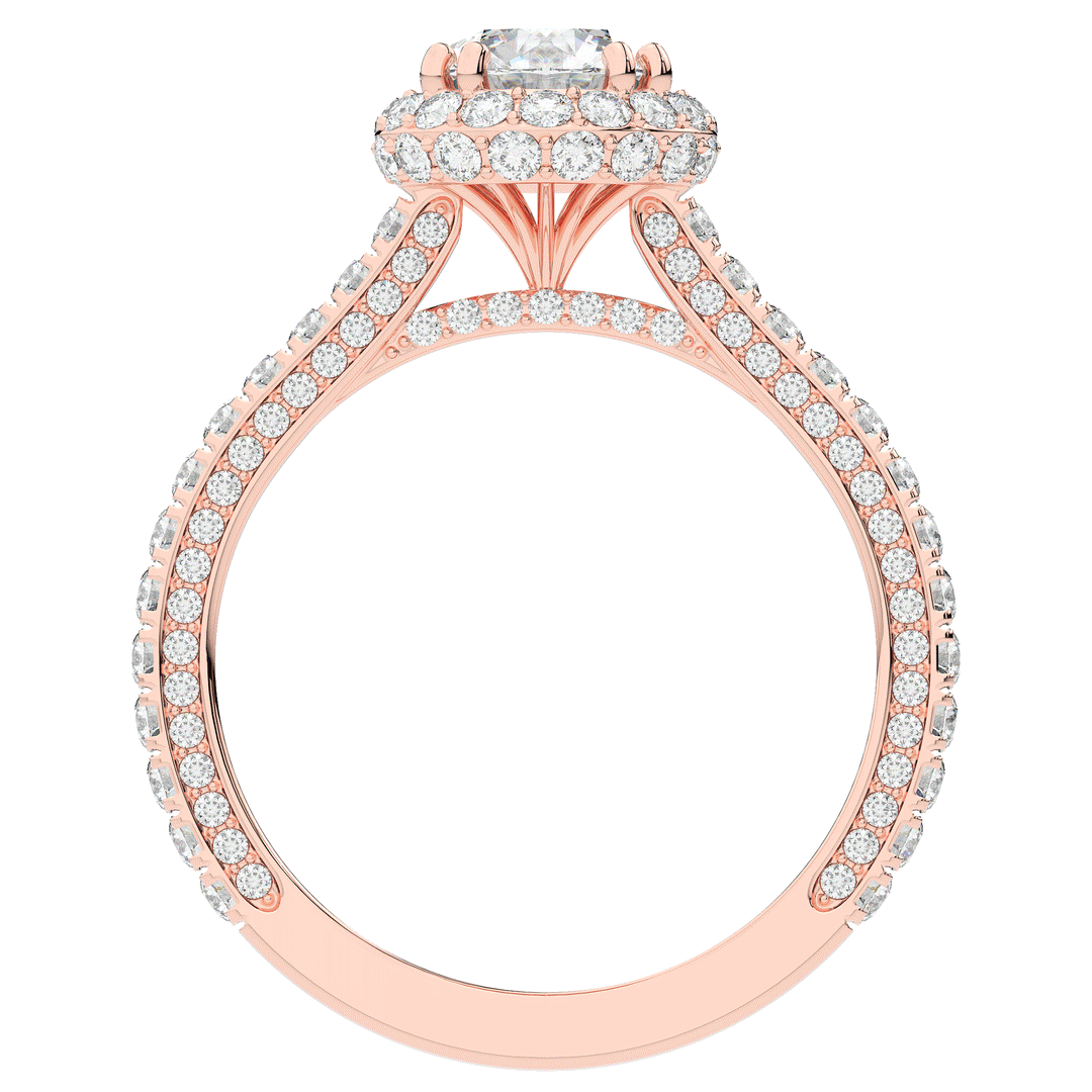 1.90CT.TW ROUND LAB DIAMOND HALO ENGAGEMENT RING - Nazarelle