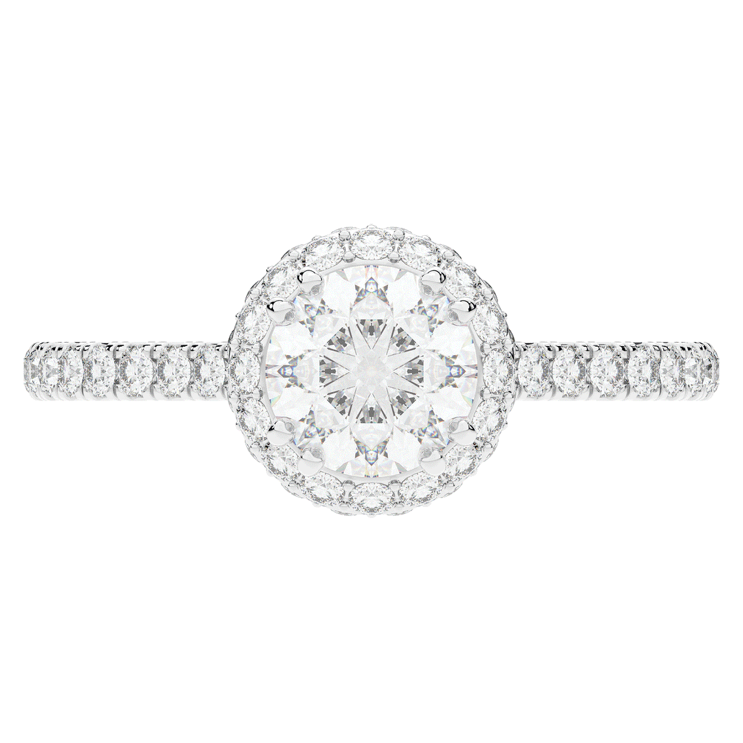 1.90CT.TW ROUND LAB DIAMOND HALO ENGAGEMENT RING - Nazarelle