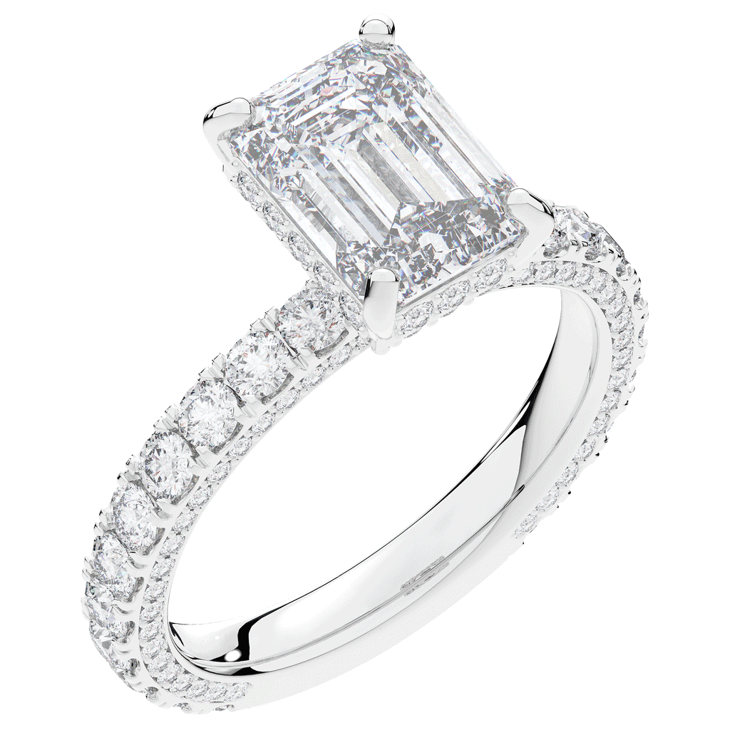 3.00CT.TW EMERALD CUT LAB DIAMOND ENGAGEMENT RING - Nazarelle