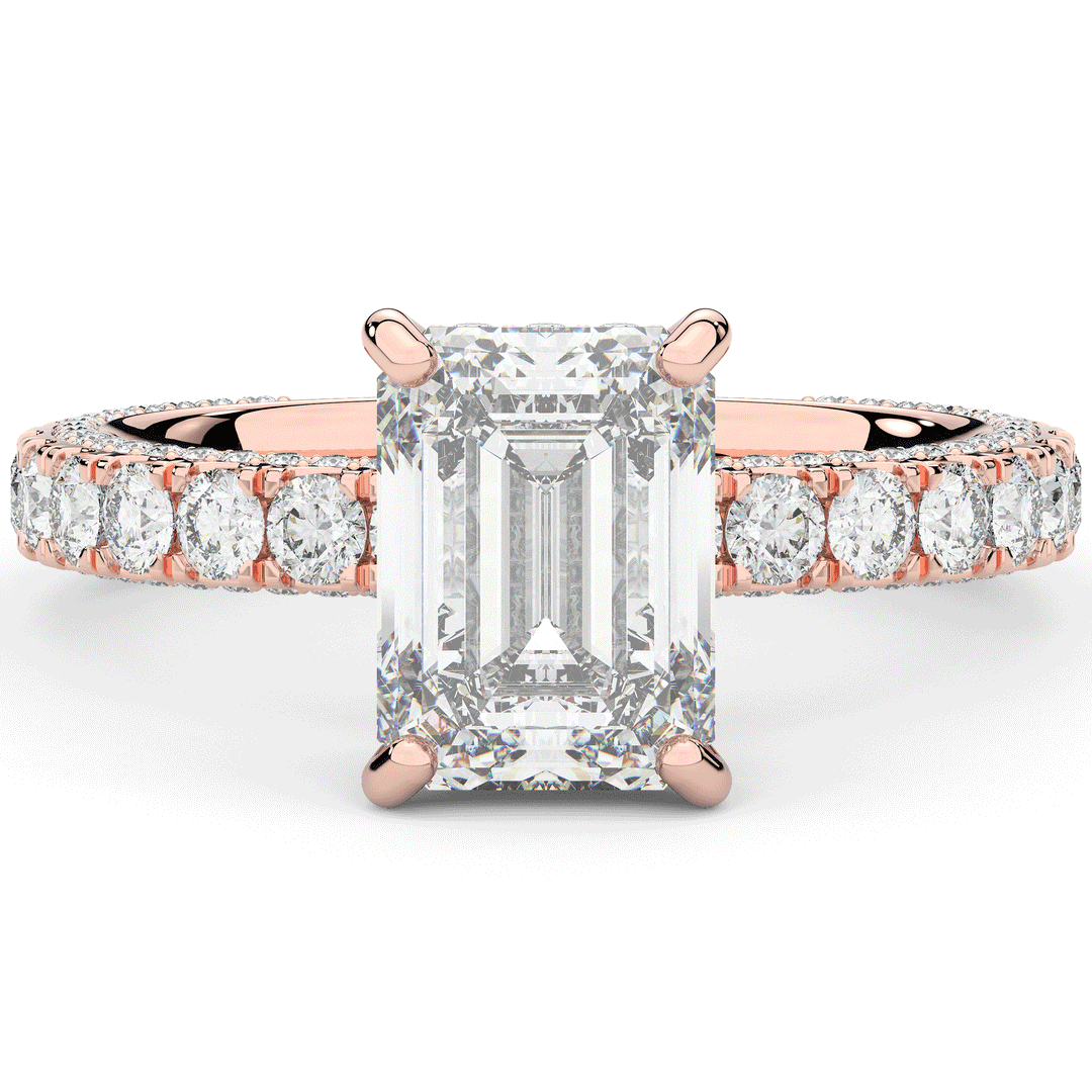 3.00CT.TW EMERALD CUT LAB DIAMOND ENGAGEMENT RING - Nazarelle