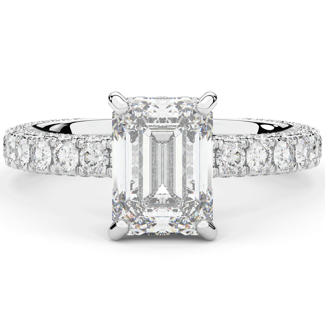 3.00CT.TW EMERALD CUT LAB DIAMOND ENGAGEMENT RING - Nazarelle