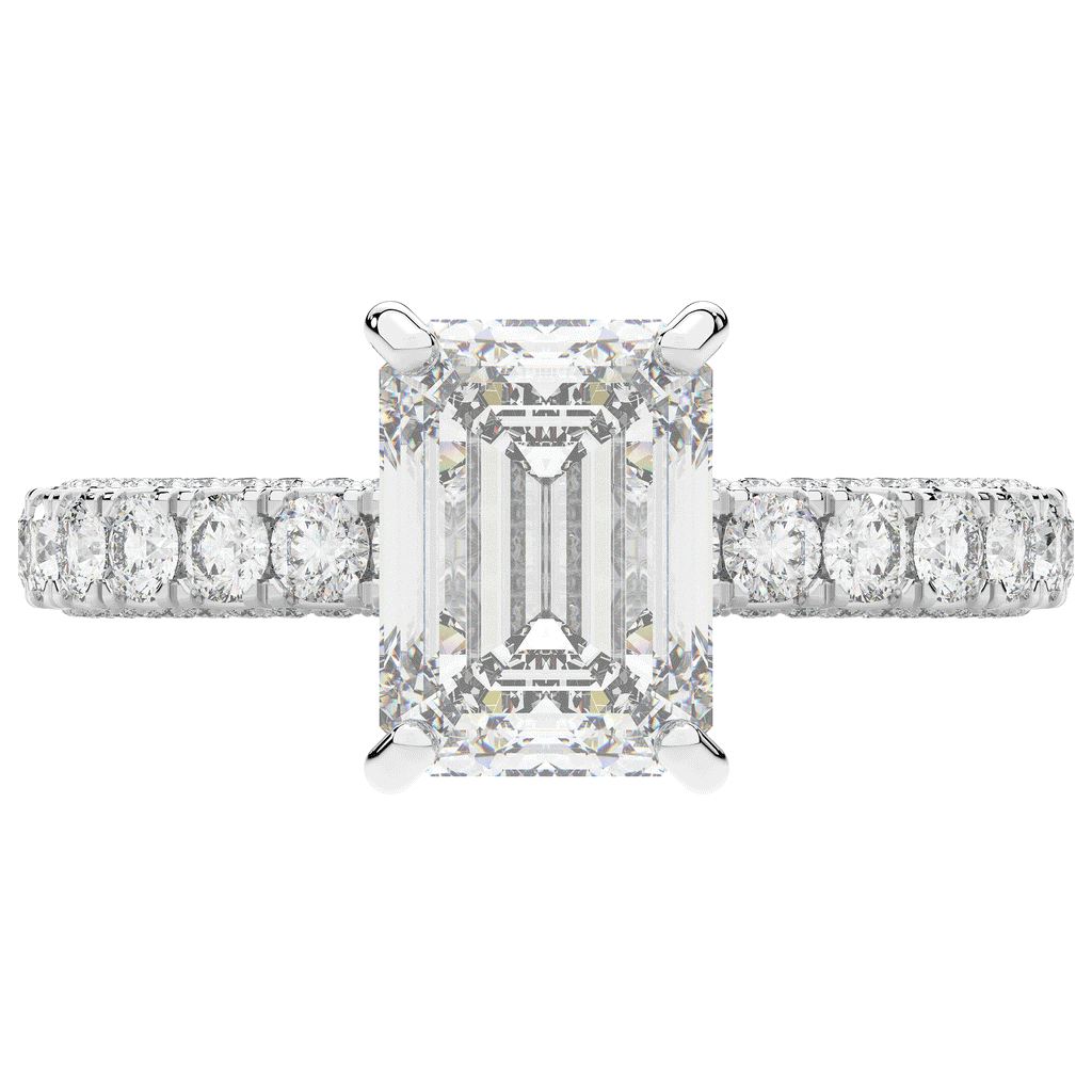 3.00CT.TW EMERALD CUT LAB DIAMOND ENGAGEMENT RING - Nazarelle