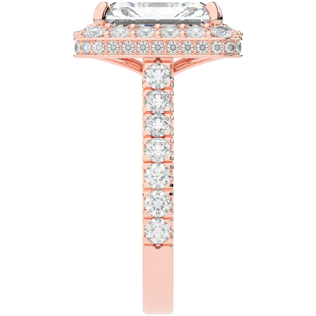 4.50CT.TW RADIANT LAB DIAMOND HALO ENGAGEMENT RING - Nazarelle