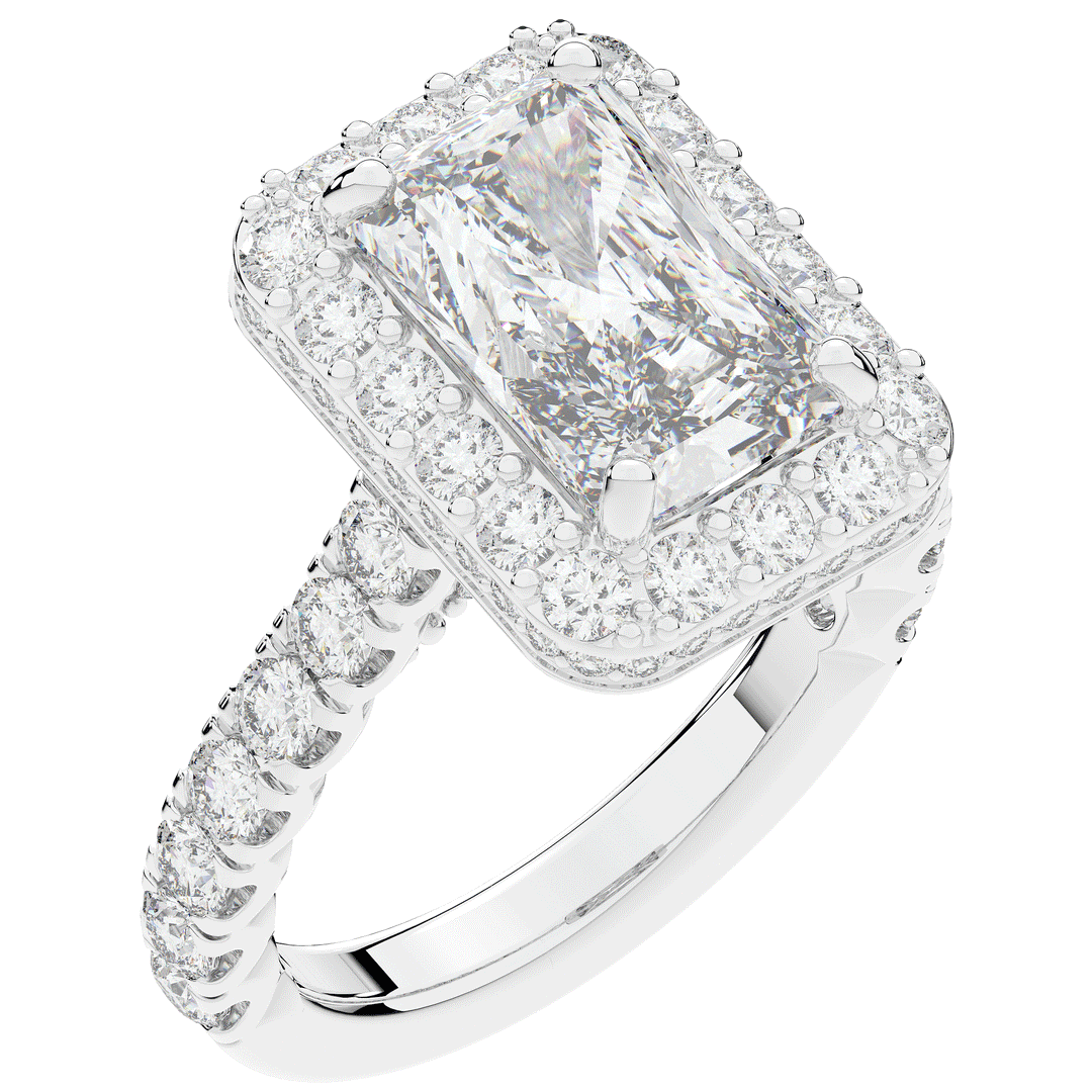 4.50CT.TW RADIANT LAB DIAMOND HALO ENGAGEMENT RING - Nazarelle