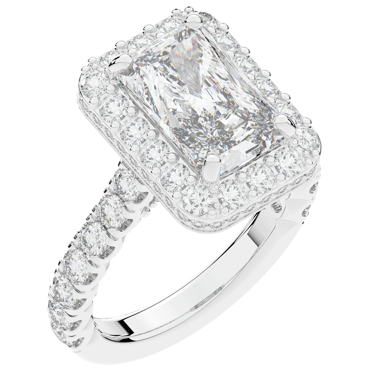 4.50CT.TW RADIANT LAB DIAMOND HALO ENGAGEMENT RING - Nazarelle