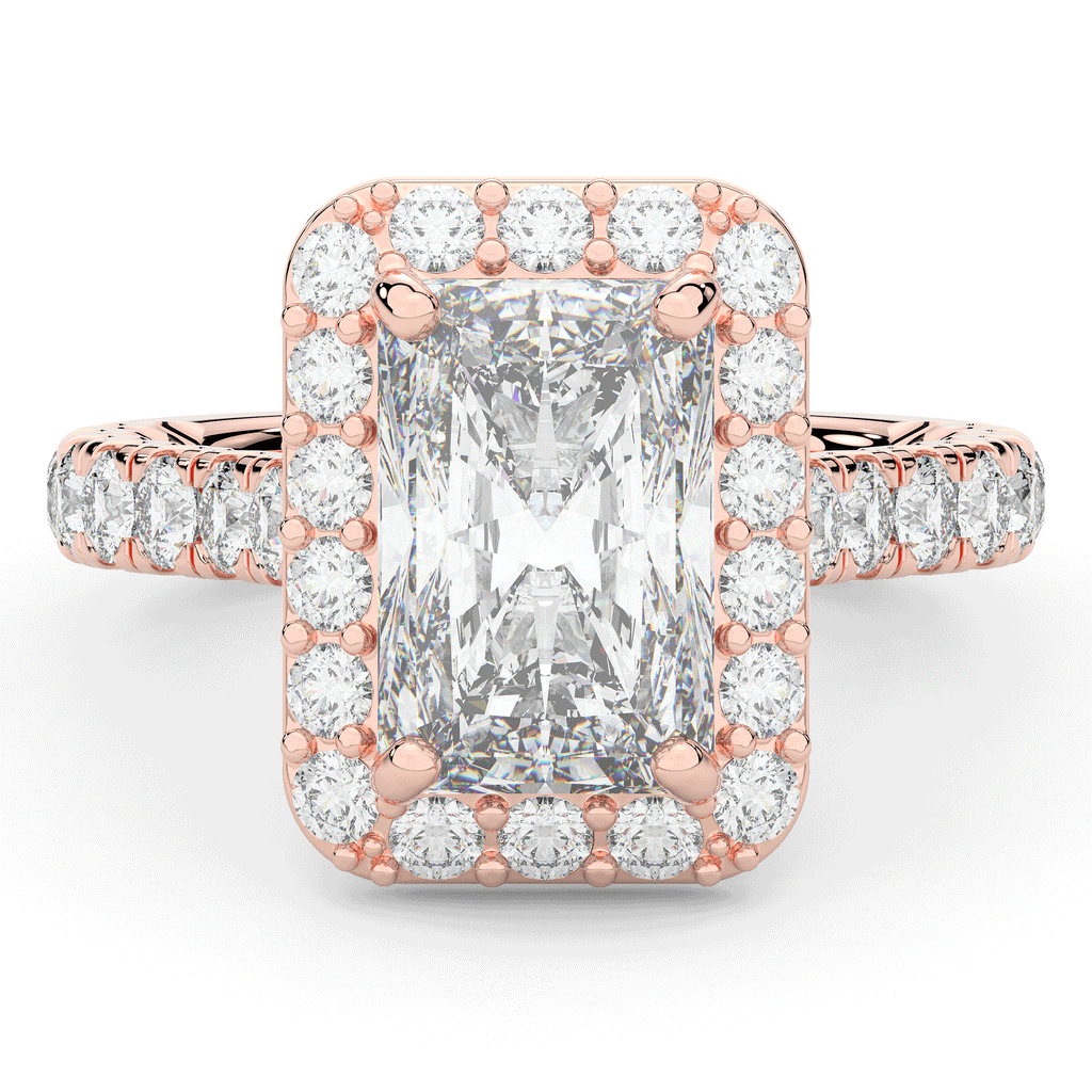 4.50CT.TW RADIANT LAB DIAMOND HALO ENGAGEMENT RING - Nazarelle