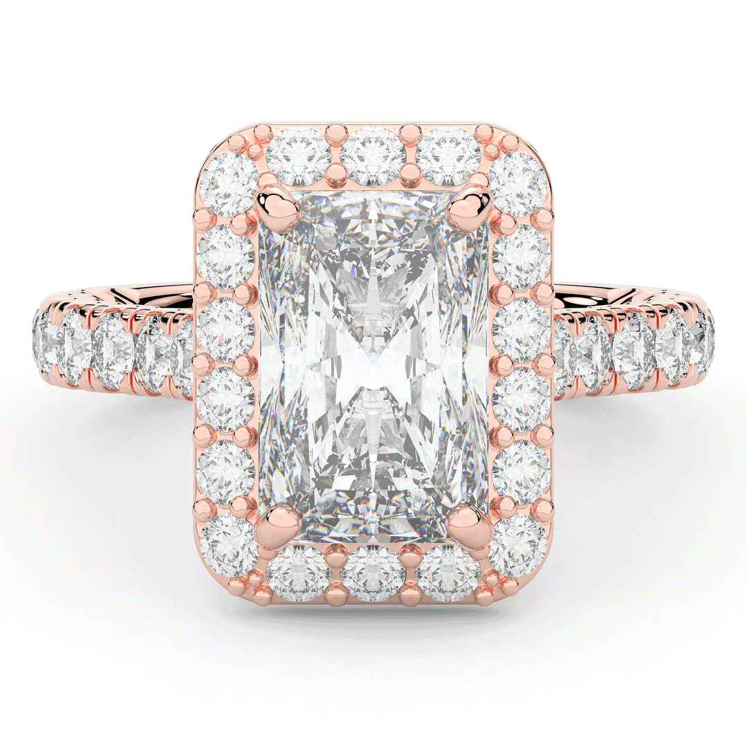 4.50CT.TW RADIANT LAB DIAMOND HALO ENGAGEMENT RING - Nazarelle