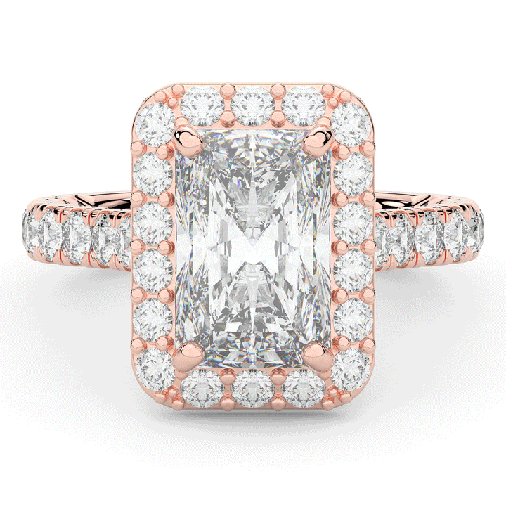4.50CT.TW RADIANT LAB DIAMOND HALO ENGAGEMENT RING - Nazarelle