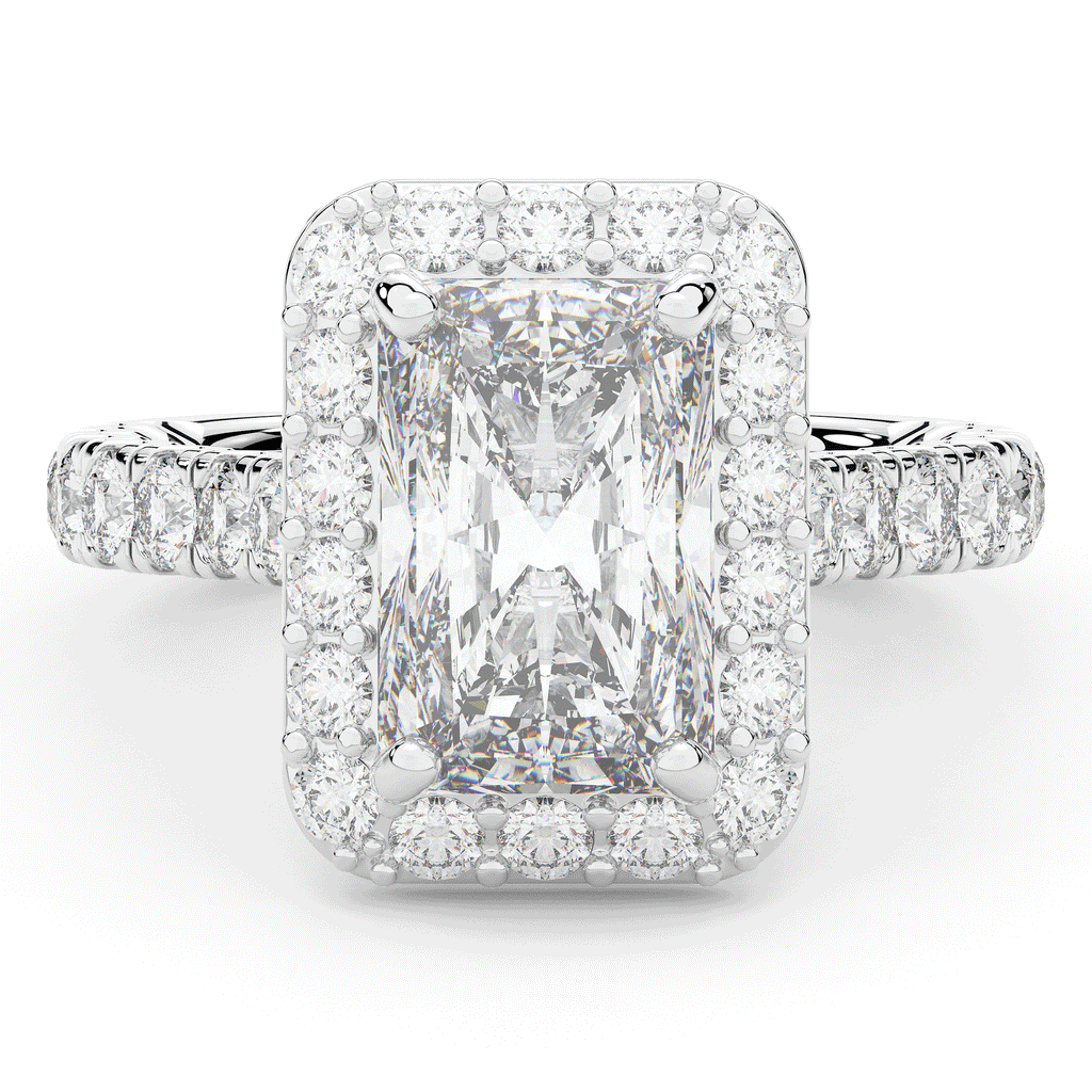 4.50CT.TW RADIANT LAB DIAMOND HALO ENGAGEMENT RING - Nazarelle