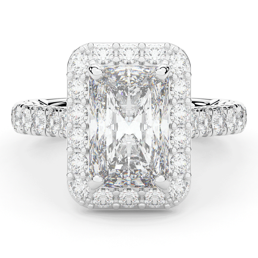 4.50CT.TW RADIANT LAB DIAMOND HALO ENGAGEMENT RING - Nazarelle