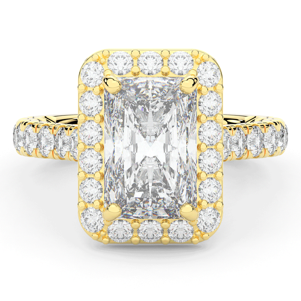 4.50CT.TW RADIANT LAB DIAMOND HALO ENGAGEMENT RING - Nazarelle