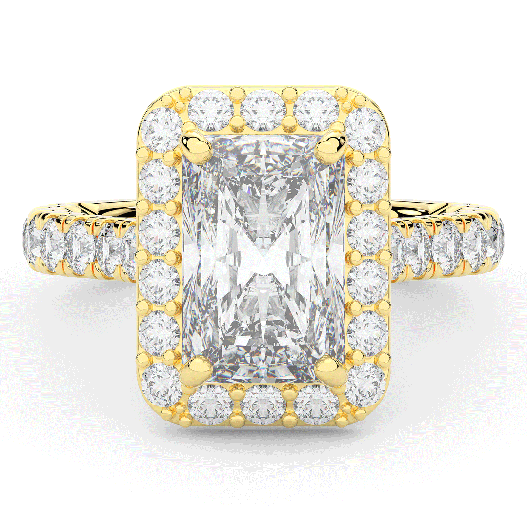 4.50CT.TW RADIANT LAB DIAMOND HALO ENGAGEMENT RING - Nazarelle