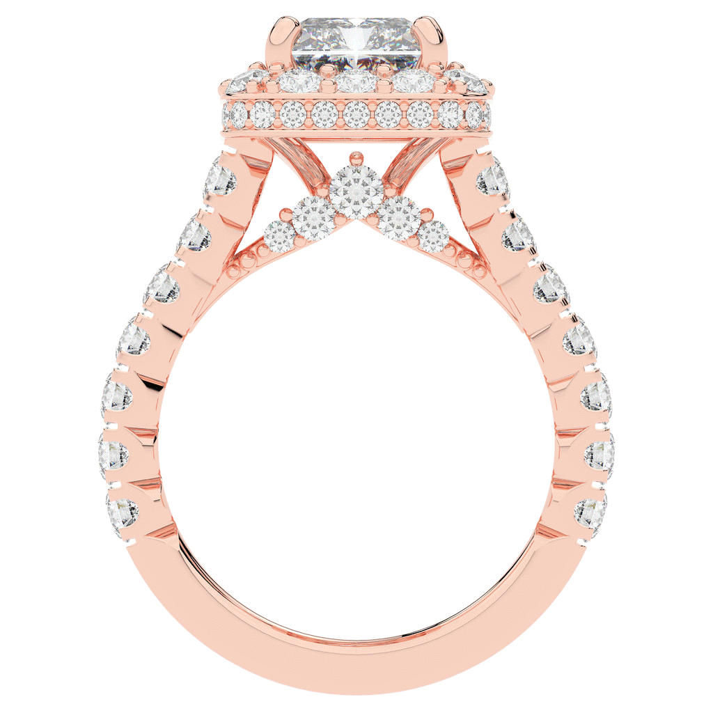4.50CT.TW RADIANT LAB DIAMOND HALO ENGAGEMENT RING - Nazarelle
