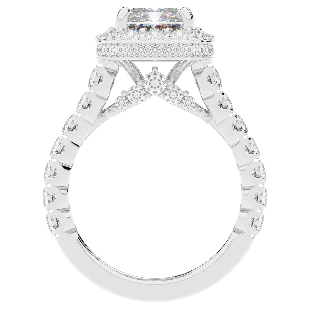4.50CT.TW RADIANT LAB DIAMOND HALO ENGAGEMENT RING - Nazarelle