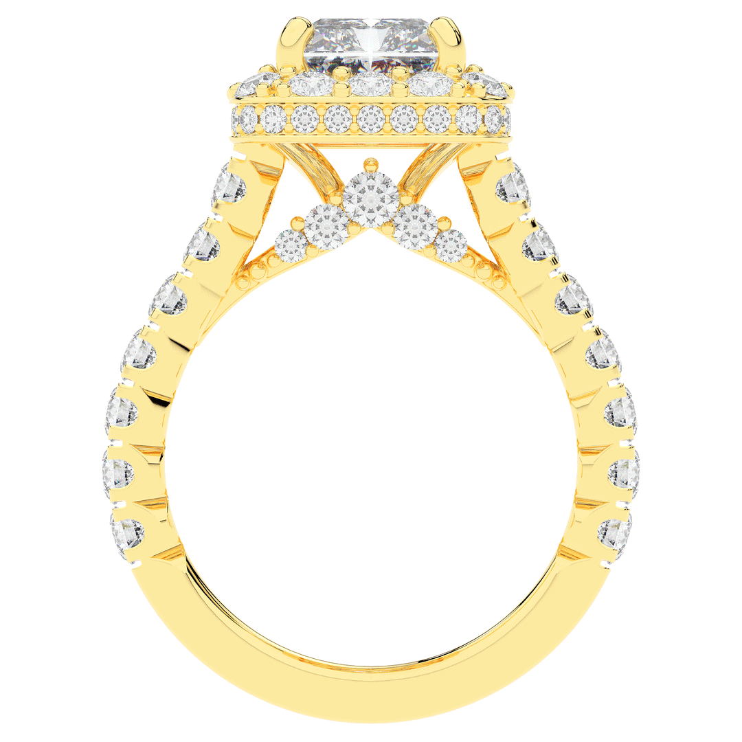 4.50CT.TW RADIANT LAB DIAMOND HALO ENGAGEMENT RING - Nazarelle