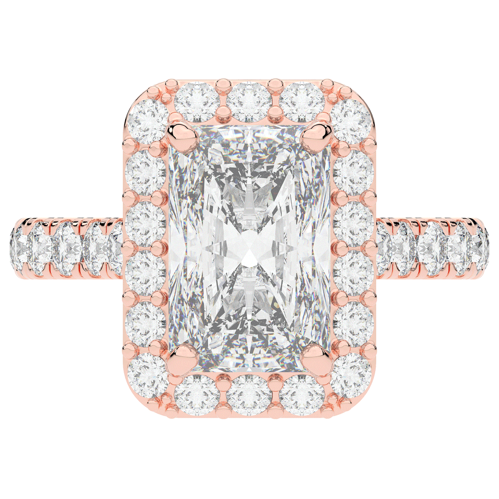4.50CT.TW RADIANT LAB DIAMOND HALO ENGAGEMENT RING - Nazarelle