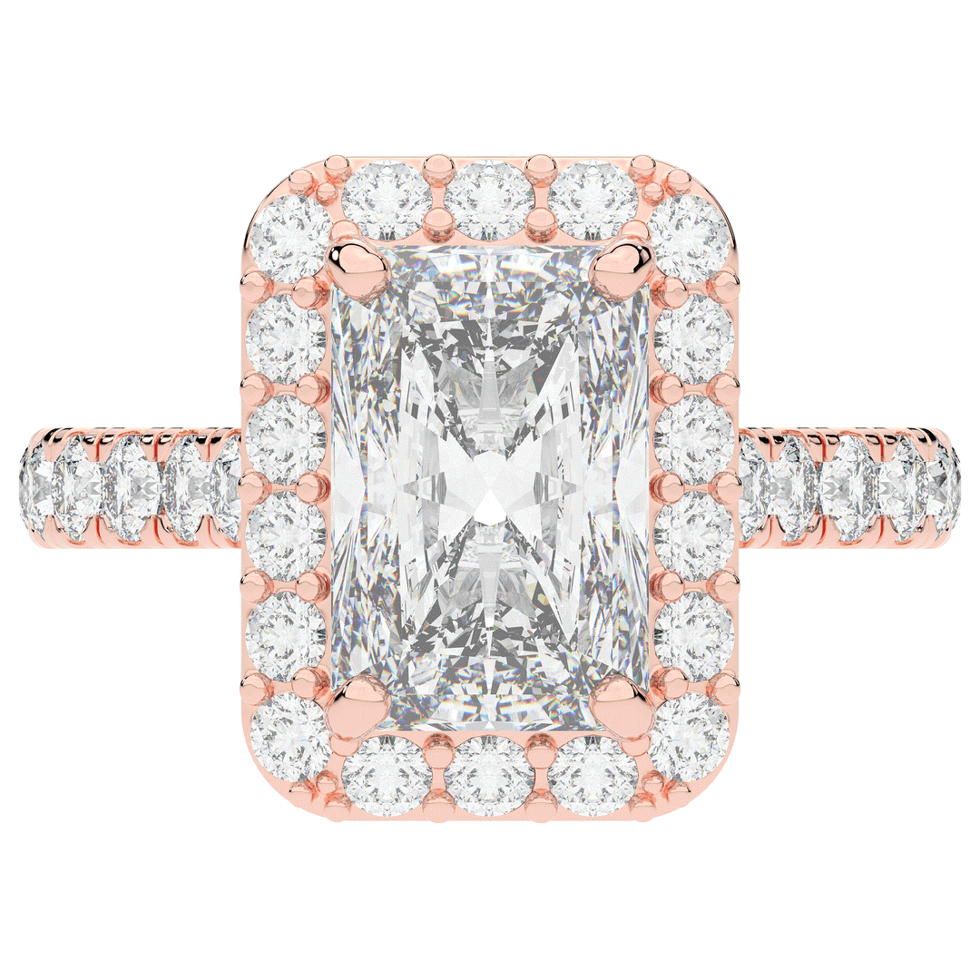4.50CT.TW RADIANT LAB DIAMOND HALO ENGAGEMENT RING - Nazarelle