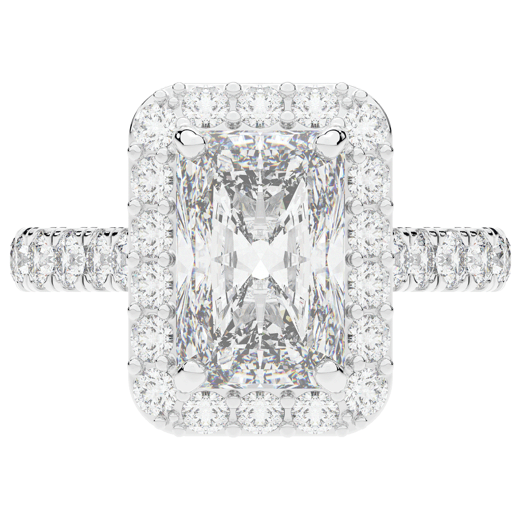 4.50CT.TW RADIANT LAB DIAMOND HALO ENGAGEMENT RING - Nazarelle