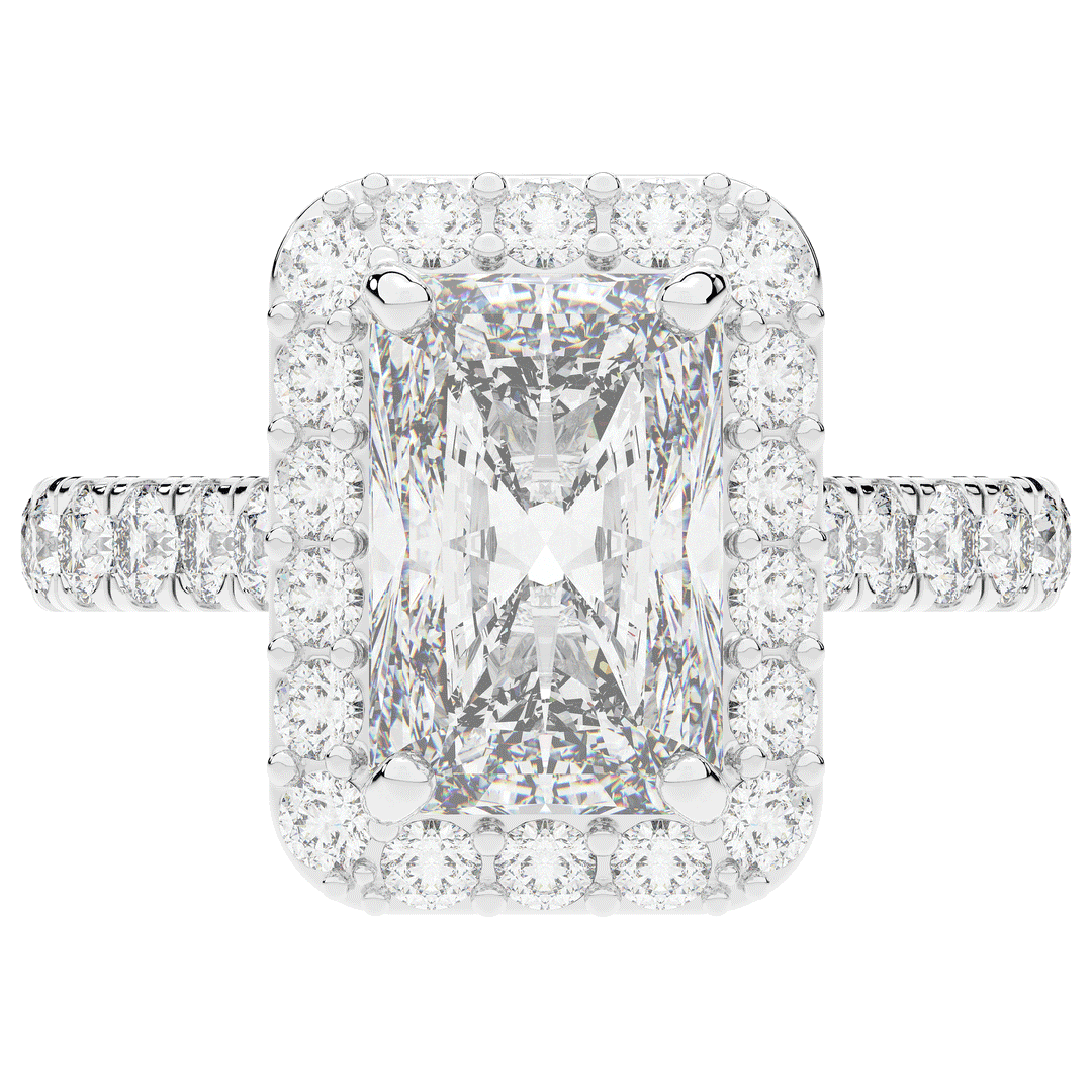 4.50CT.TW RADIANT LAB DIAMOND HALO ENGAGEMENT RING - Nazarelle