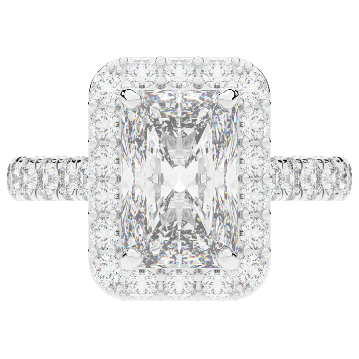 4.50CT.TW RADIANT LAB DIAMOND HALO ENGAGEMENT RING - Nazarelle
