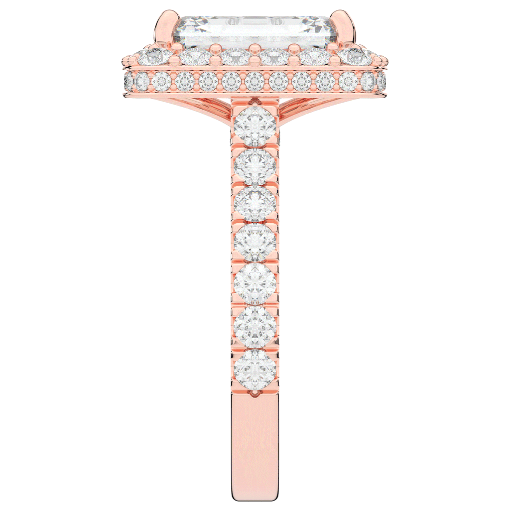 4.50CT.TW EMERALD CUT LAB DIAMOND HALO ENGAGEMENT RING - Nazarelle
