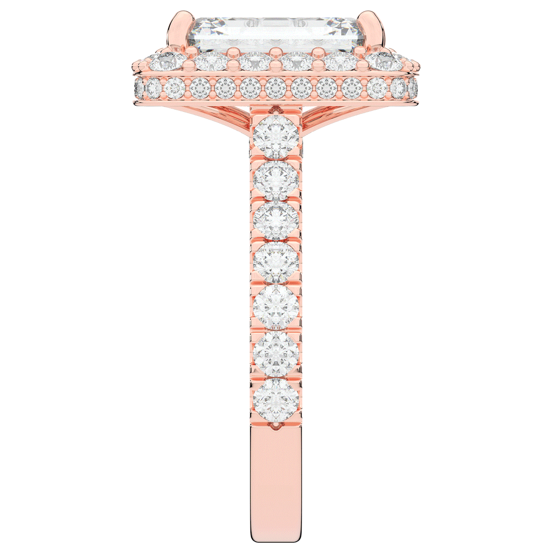 4.50CT.TW EMERALD CUT LAB DIAMOND HALO ENGAGEMENT RING - Nazarelle