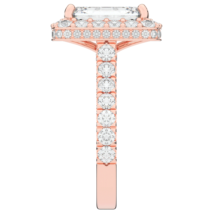 4.50CT.TW EMERALD CUT LAB DIAMOND HALO ENGAGEMENT RING - Nazarelle