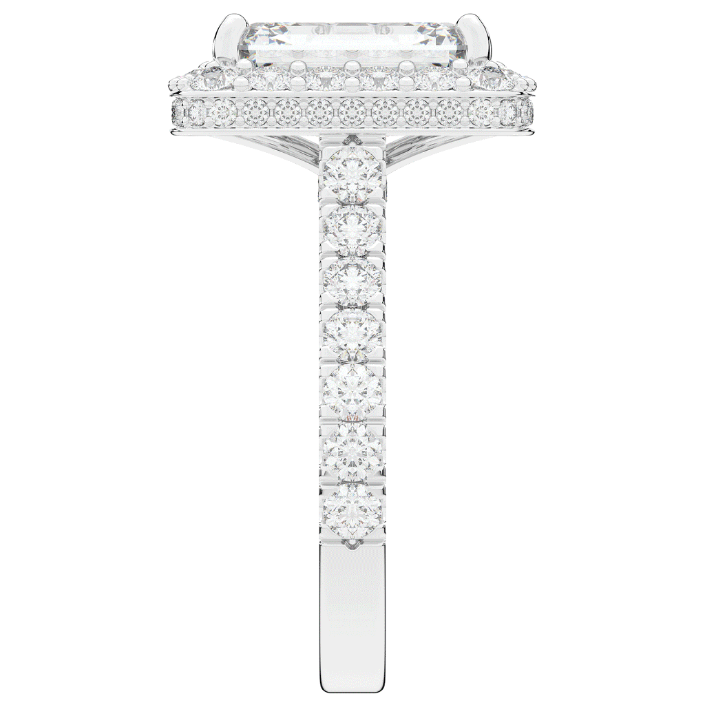 4.50CT.TW EMERALD CUT LAB DIAMOND HALO ENGAGEMENT RING - Nazarelle