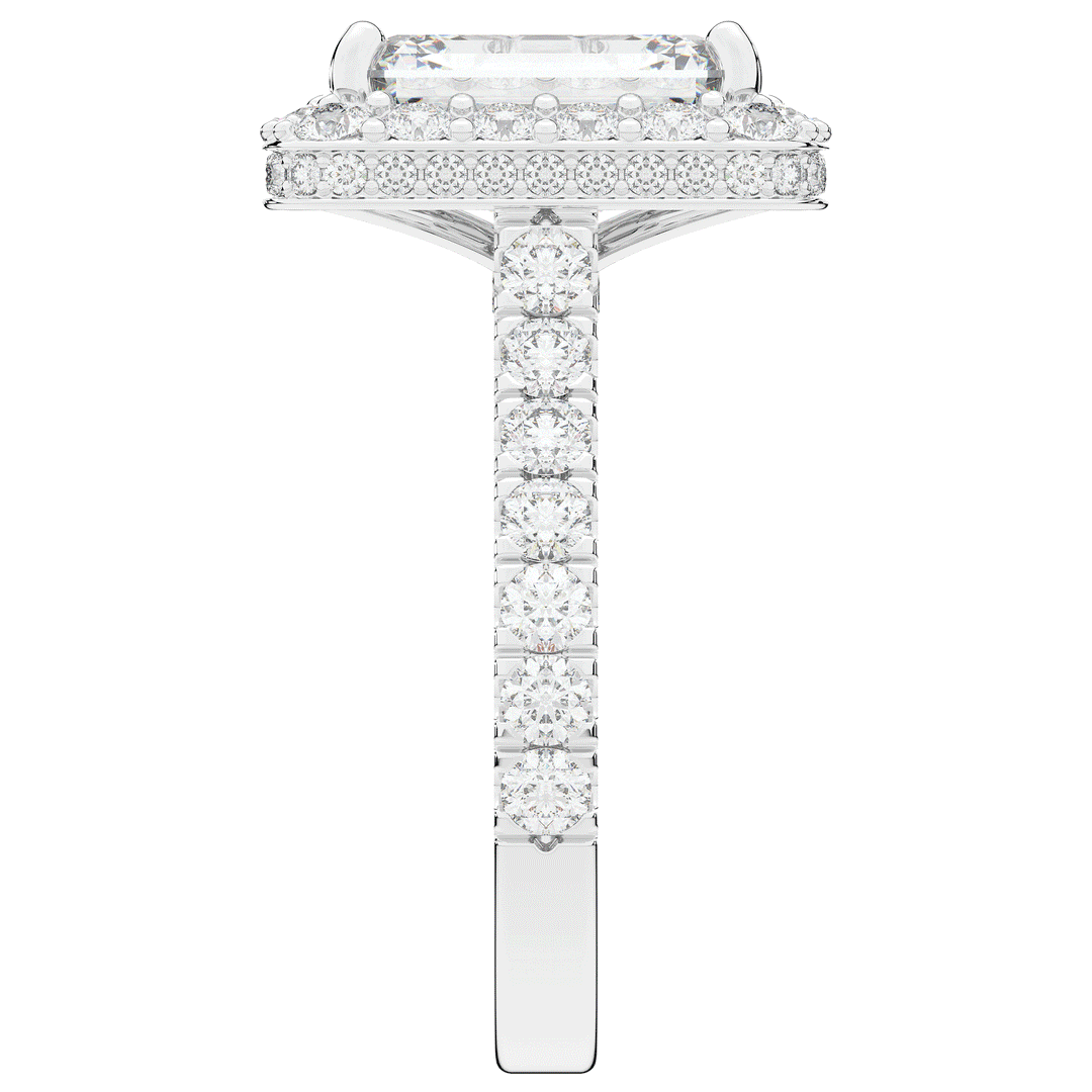 4.50CT.TW EMERALD CUT LAB DIAMOND HALO ENGAGEMENT RING - Nazarelle