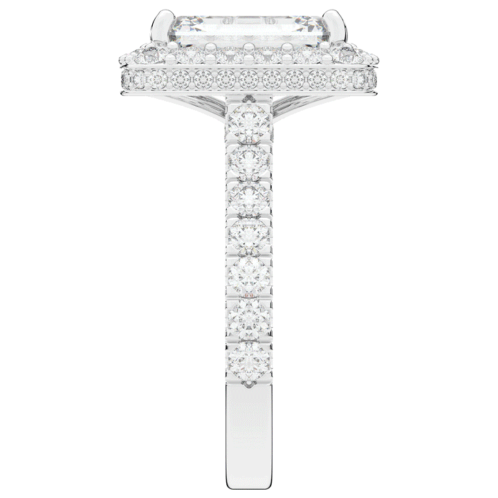 4.50CT.TW EMERALD CUT LAB DIAMOND HALO ENGAGEMENT RING - Nazarelle