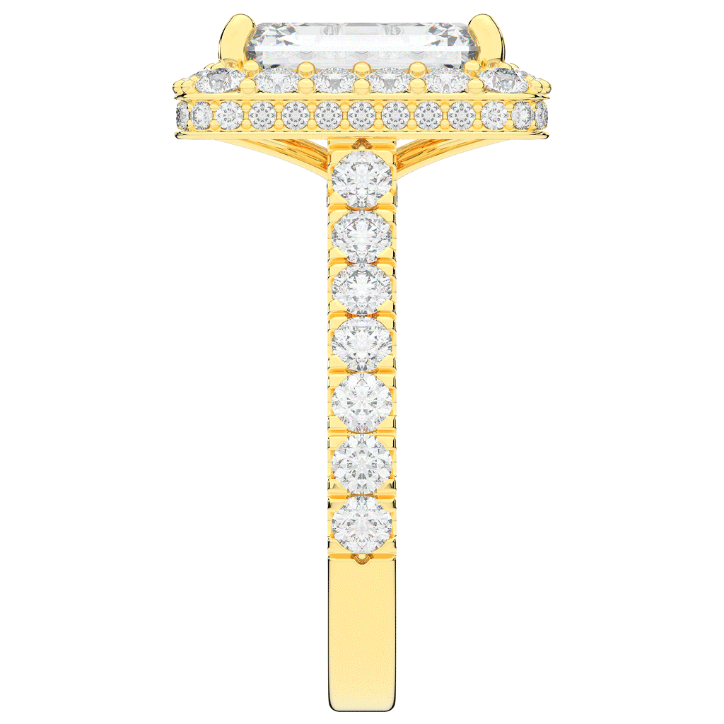 4.50CT.TW EMERALD CUT LAB DIAMOND HALO ENGAGEMENT RING - Nazarelle