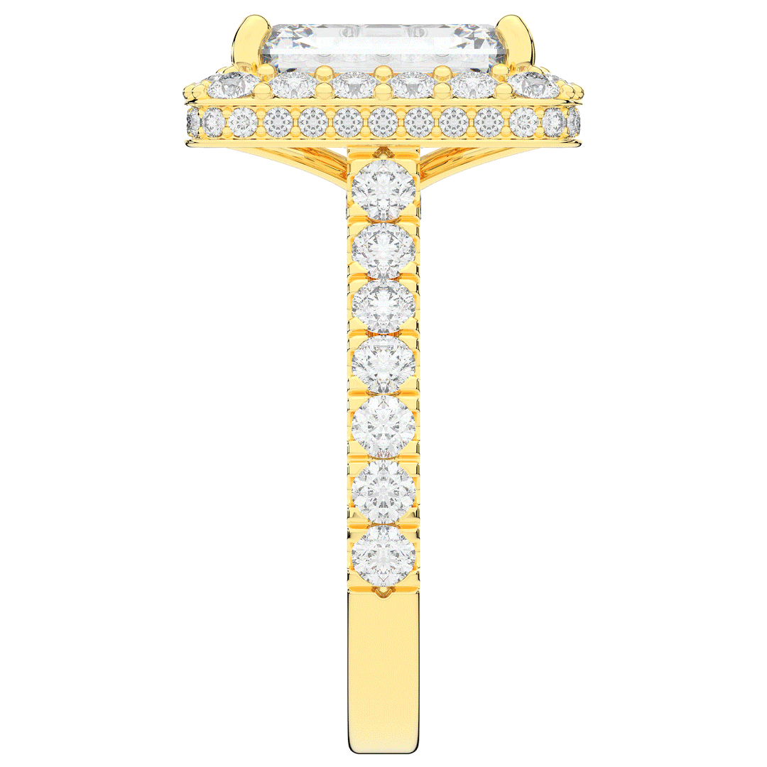4.50CT.TW EMERALD CUT LAB DIAMOND HALO ENGAGEMENT RING - Nazarelle