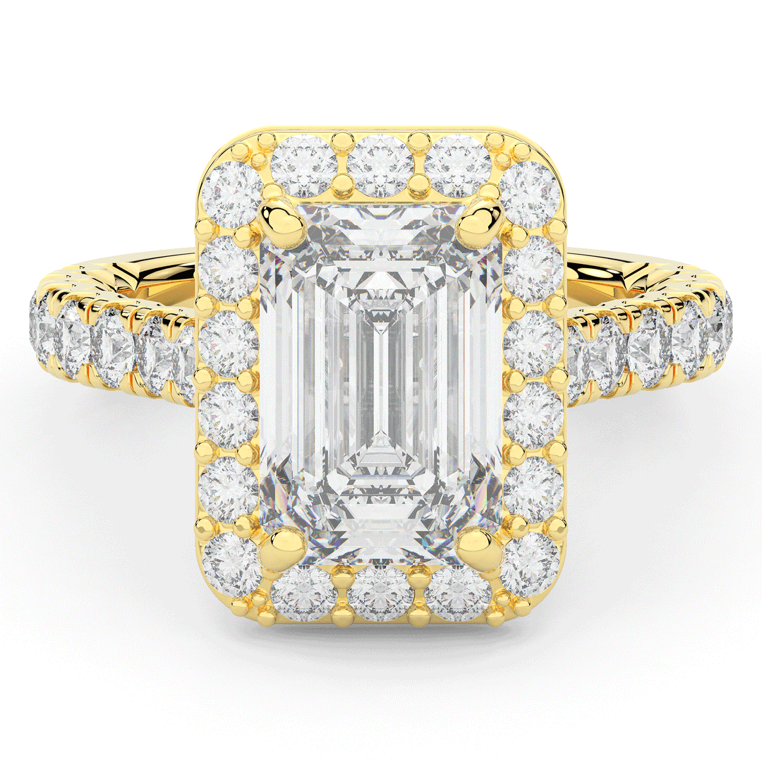 4.50CT.TW EMERALD CUT LAB DIAMOND HALO ENGAGEMENT RING - Nazarelle