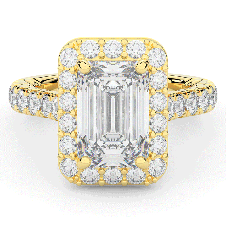 4.50CT.TW EMERALD CUT LAB DIAMOND HALO ENGAGEMENT RING - Nazarelle