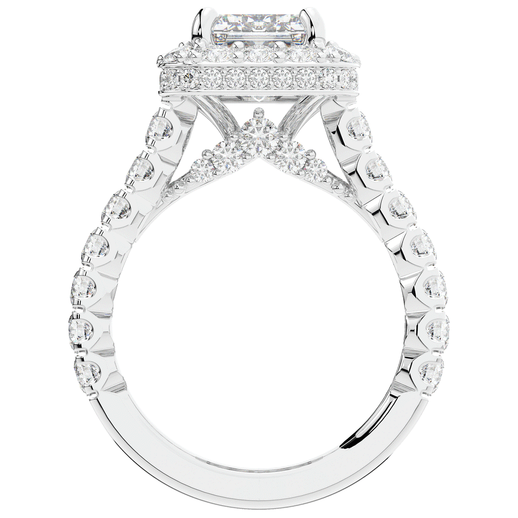 4.50CT.TW EMERALD CUT LAB DIAMOND HALO ENGAGEMENT RING - Nazarelle