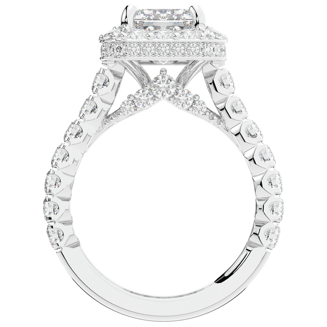 4.50CT.TW EMERALD CUT LAB DIAMOND HALO ENGAGEMENT RING - Nazarelle