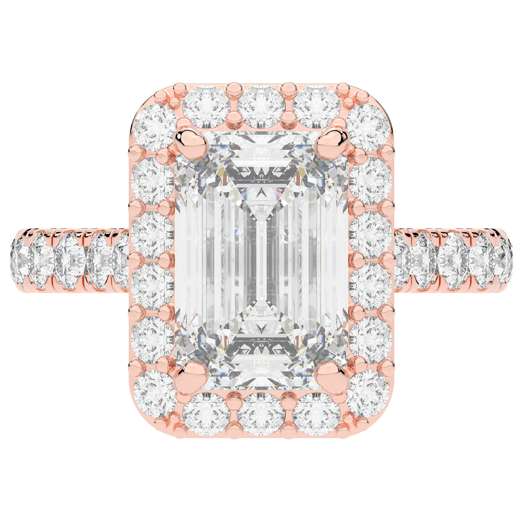 4.50CT.TW EMERALD CUT LAB DIAMOND HALO ENGAGEMENT RING - Nazarelle