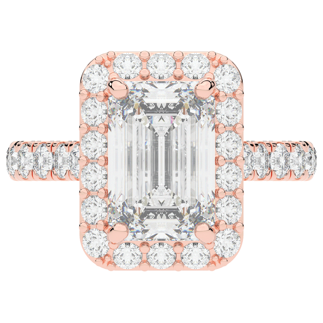 4.50CT.TW EMERALD CUT LAB DIAMOND HALO ENGAGEMENT RING - Nazarelle