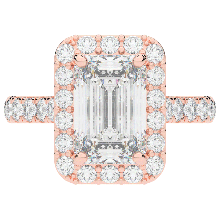 4.50CT.TW EMERALD CUT LAB DIAMOND HALO ENGAGEMENT RING - Nazarelle