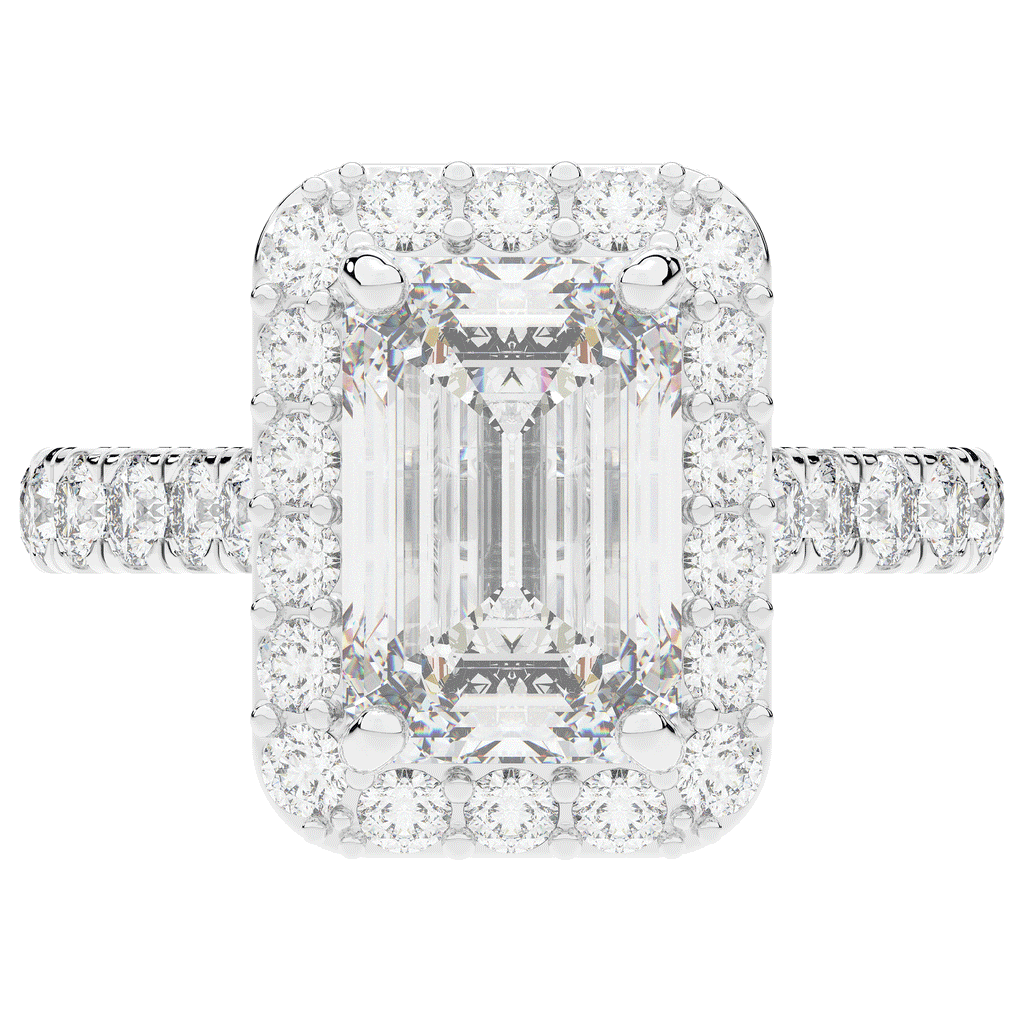 4.50CT.TW EMERALD CUT LAB DIAMOND HALO ENGAGEMENT RING - Nazarelle
