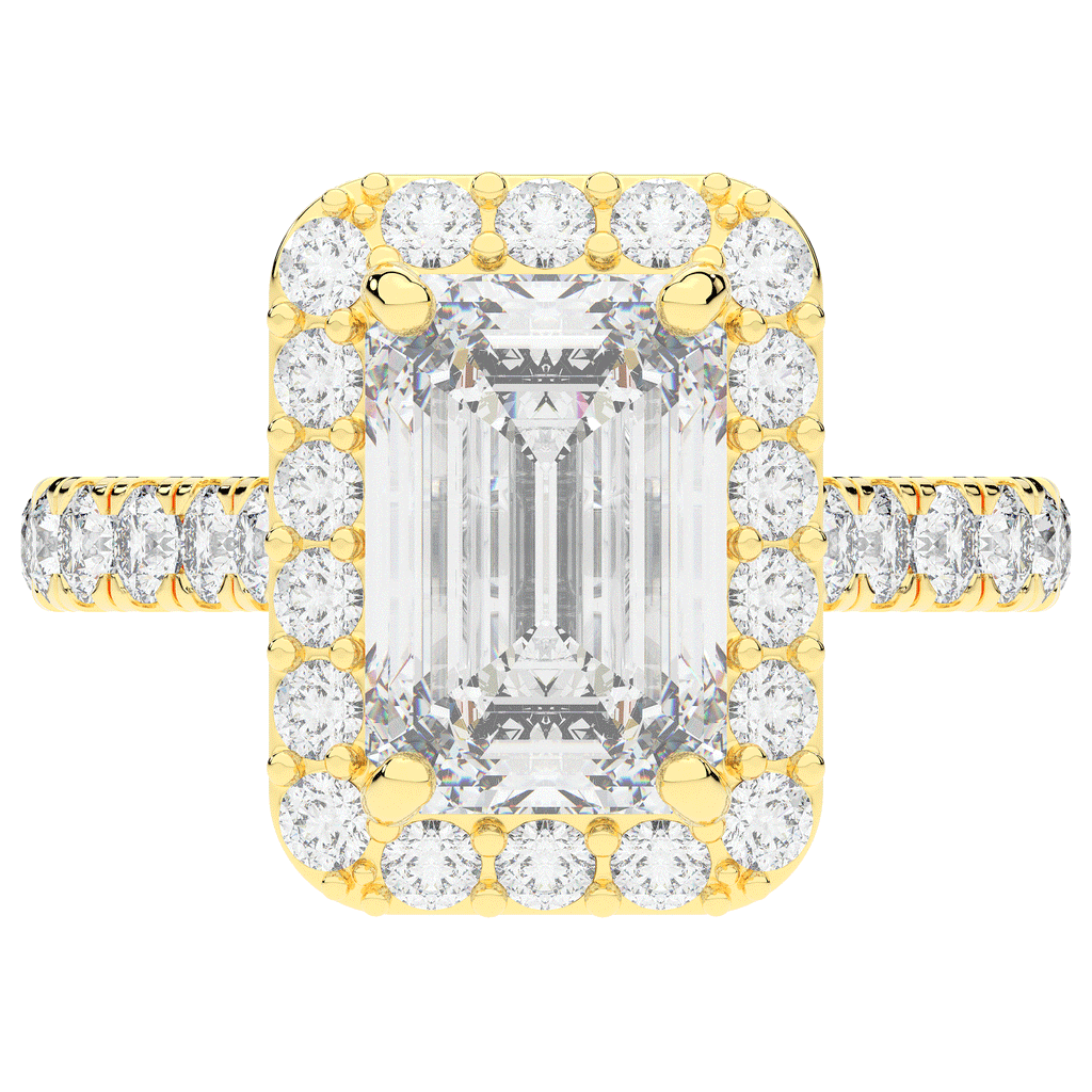 4.50CT.TW EMERALD CUT LAB DIAMOND HALO ENGAGEMENT RING - Nazarelle
