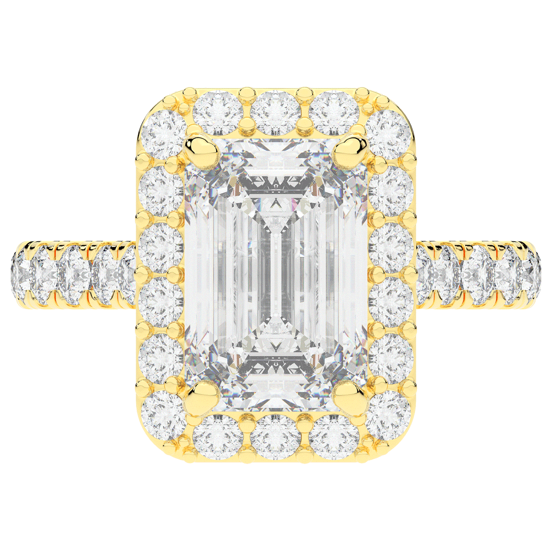 4.50CT.TW EMERALD CUT LAB DIAMOND HALO ENGAGEMENT RING - Nazarelle