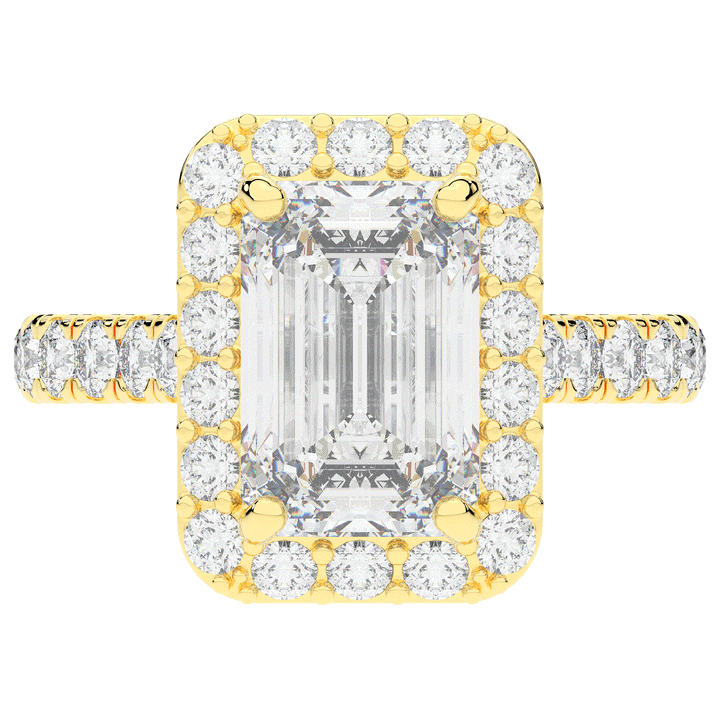 4.50CT.TW EMERALD CUT LAB DIAMOND HALO ENGAGEMENT RING - Nazarelle