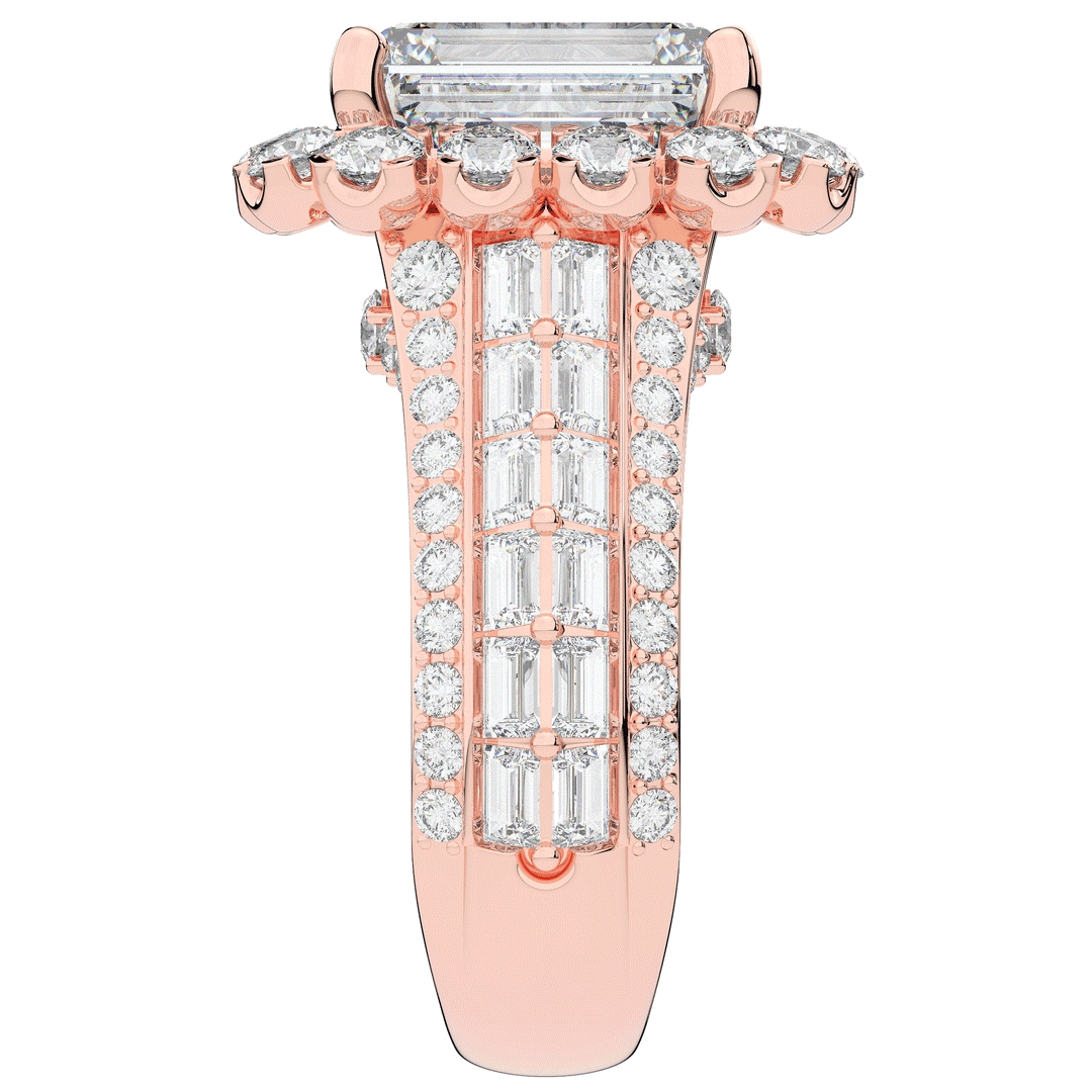 8.00CT.TW EMERALD CUT LAB DIAMOND HALO ENGAGEMENT RING - Nazarelle