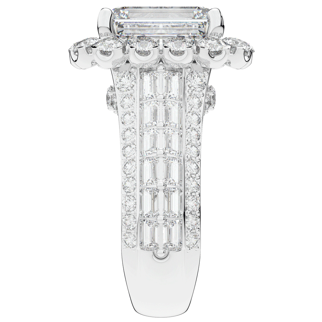 8.00CT.TW EMERALD CUT LAB DIAMOND HALO ENGAGEMENT RING - Nazarelle